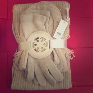 Scarf, beanie, and gloves